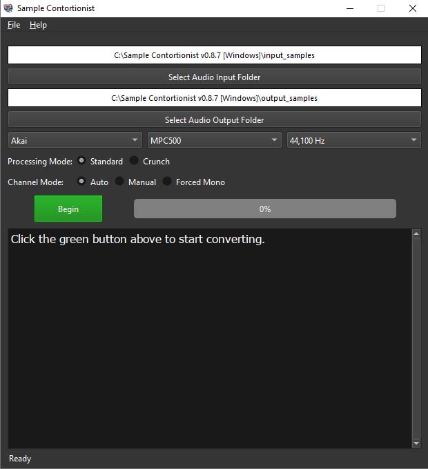 Sample Contortionist GUI